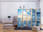 Japanese Room Divider Symphony of Light with Sun and Clouds