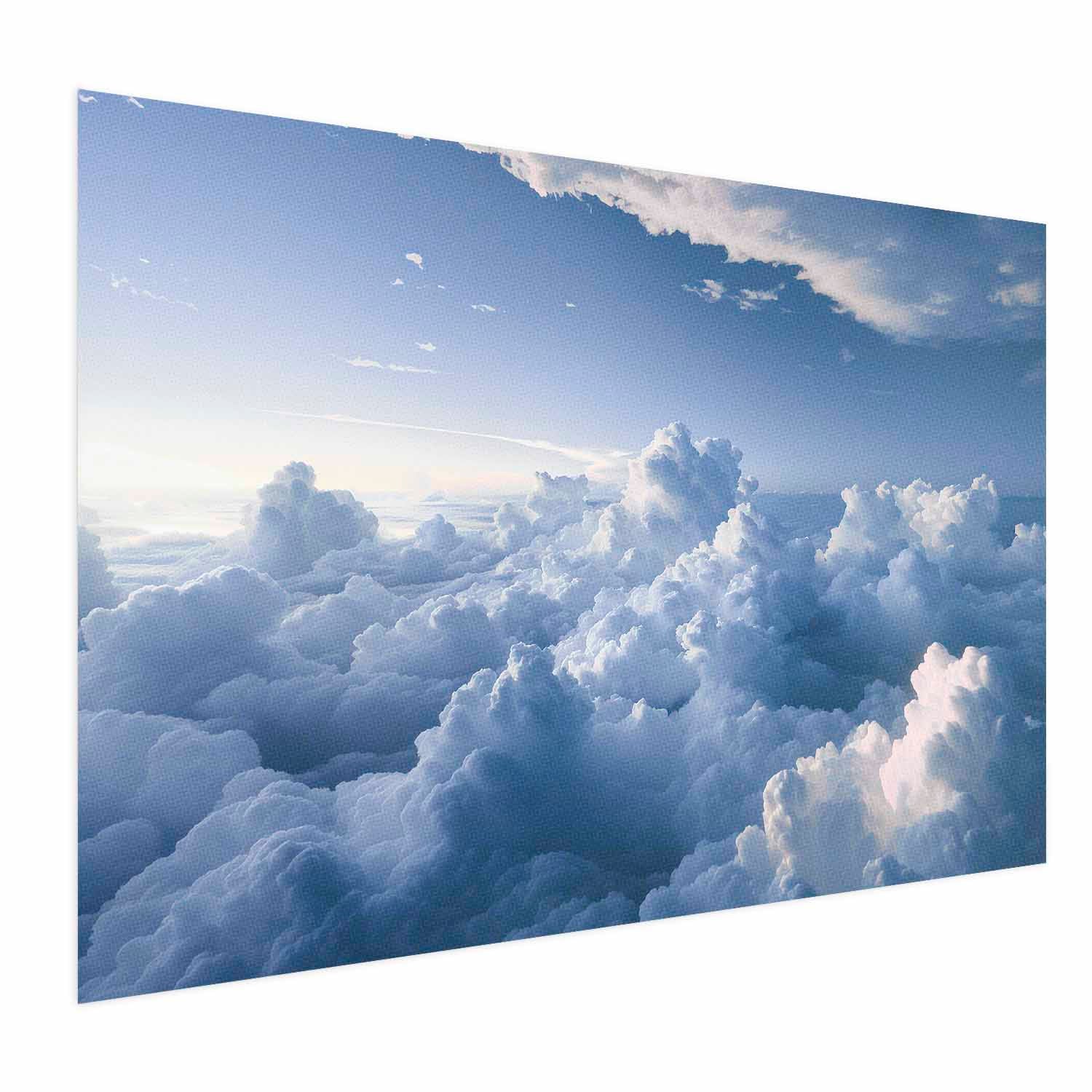 Sunbeams Over Puffy Clouds Aerial Landscape Posters