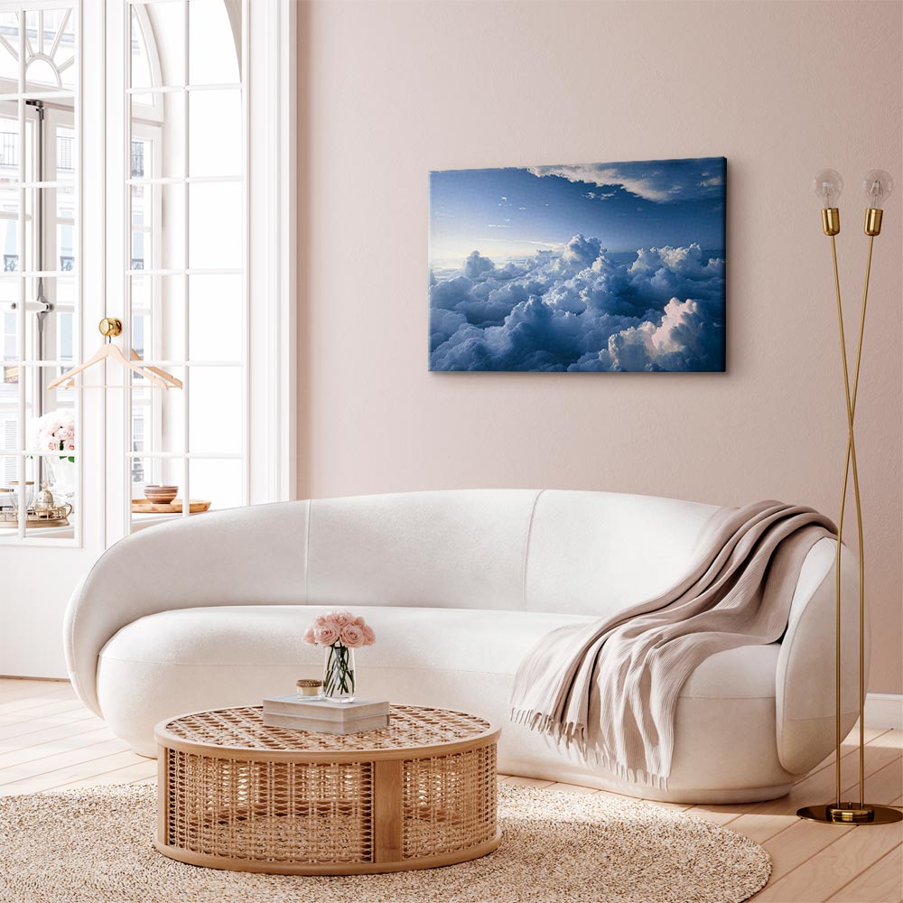 Canvas Print: Aerial Landscapes Rays Lighting Up Clouds