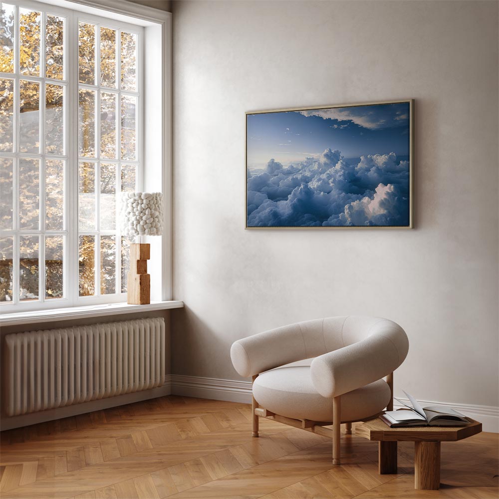 Canvas Print: Aerial Landscapes Rays Lighting Up Clouds