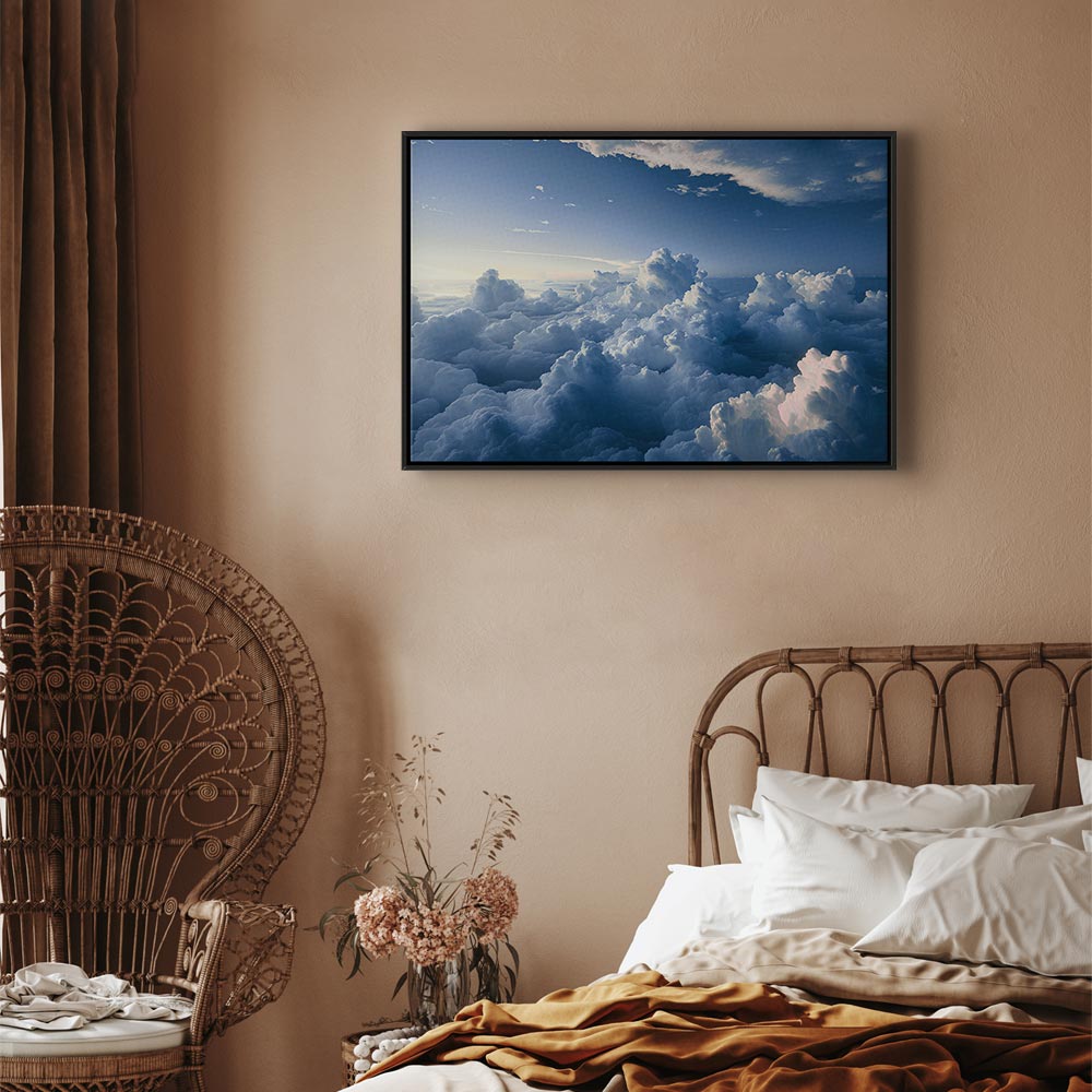 Canvas Print: Aerial Landscapes Rays Lighting Up Clouds