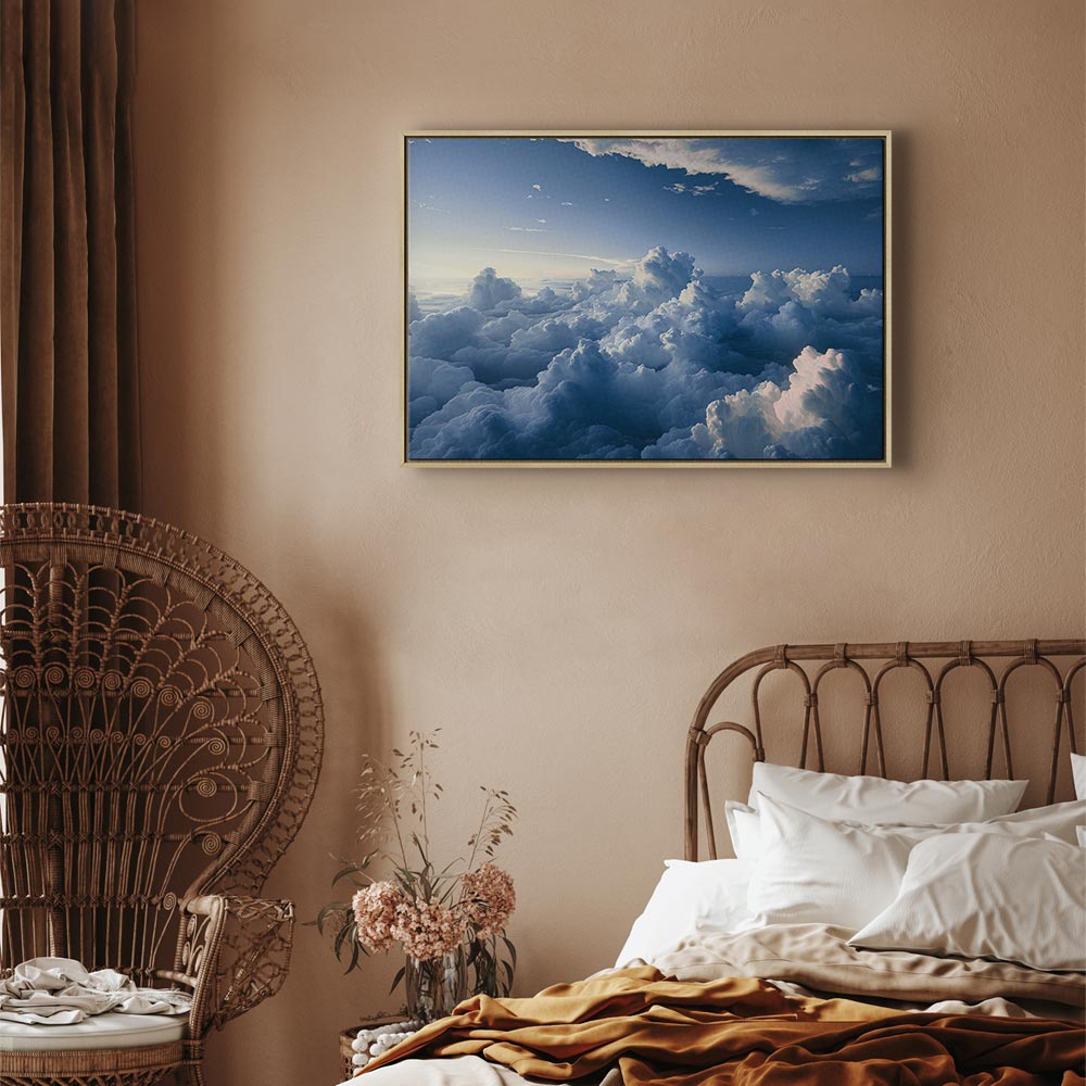Canvas Print: Aerial Landscapes Rays Lighting Up Clouds