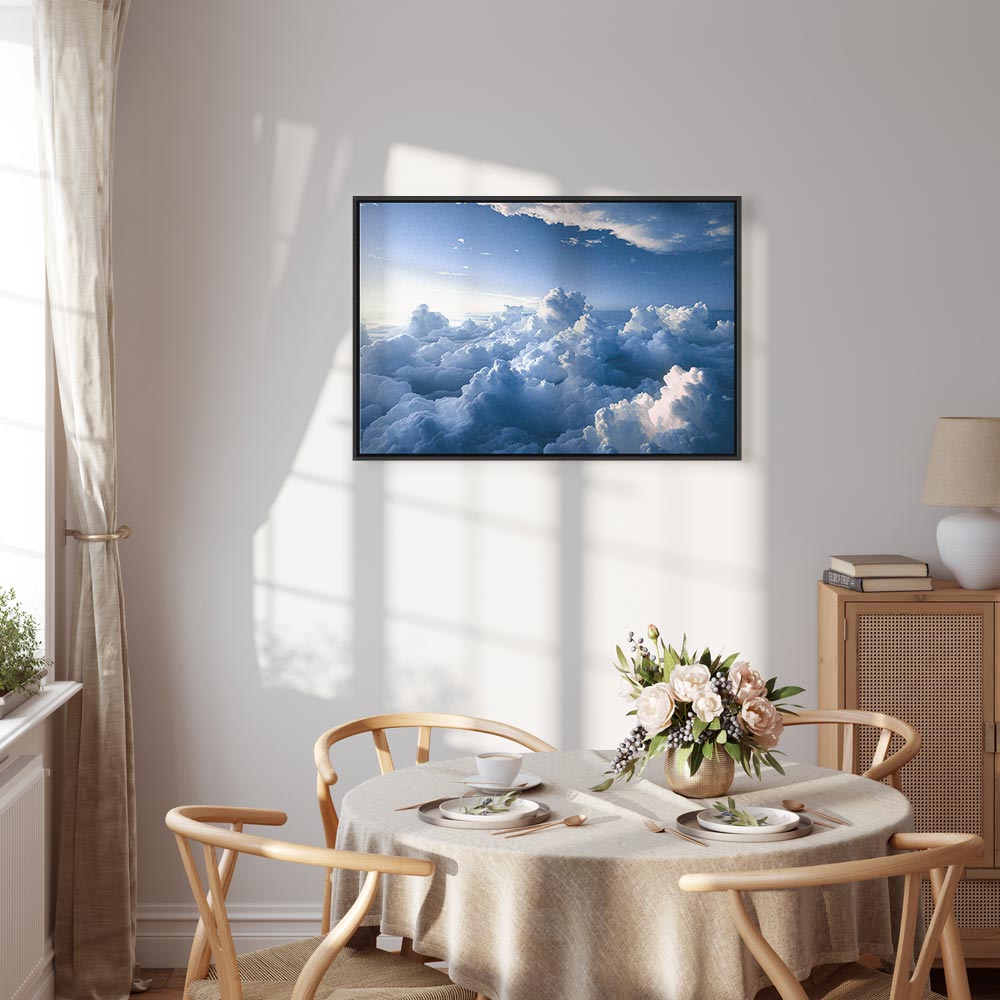 Canvas Print: Aerial Landscapes Rays Lighting Up Clouds