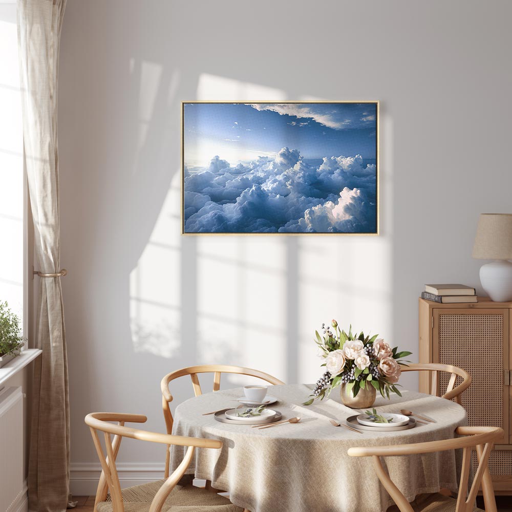 Canvas Print: Aerial Landscapes Rays Lighting Up Clouds