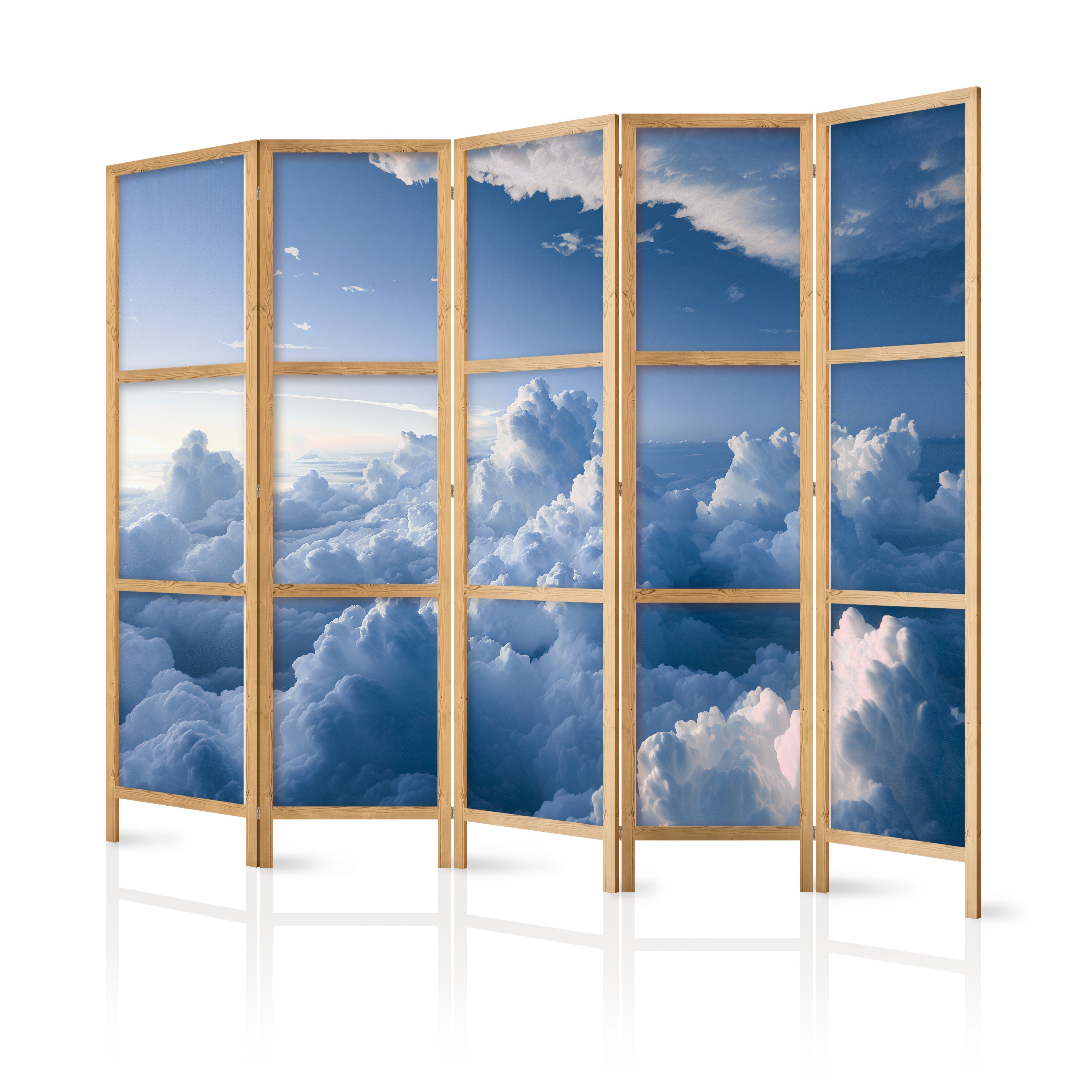 Japanese Room Divider Aerial Landscapes Rays Illuminating Cloud Formations