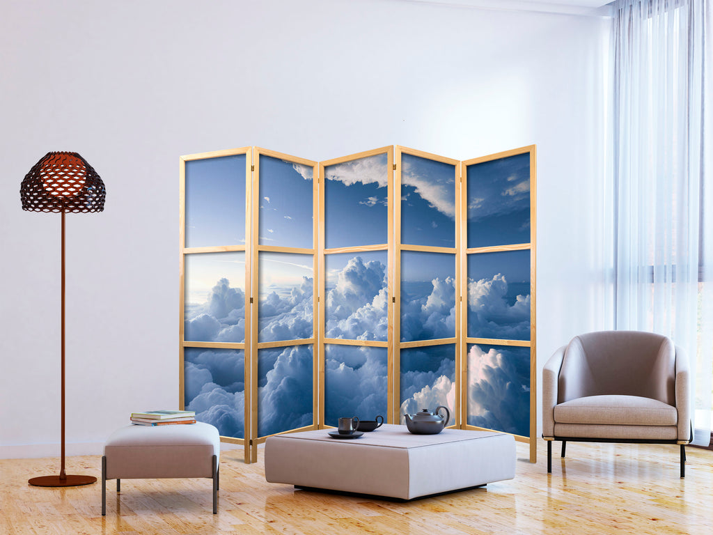 Japanese Room Divider Aerial Landscapes Rays Illuminating Cloud Formations
