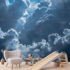 Wall Mural Animated Scenery Sun Battles Clouds