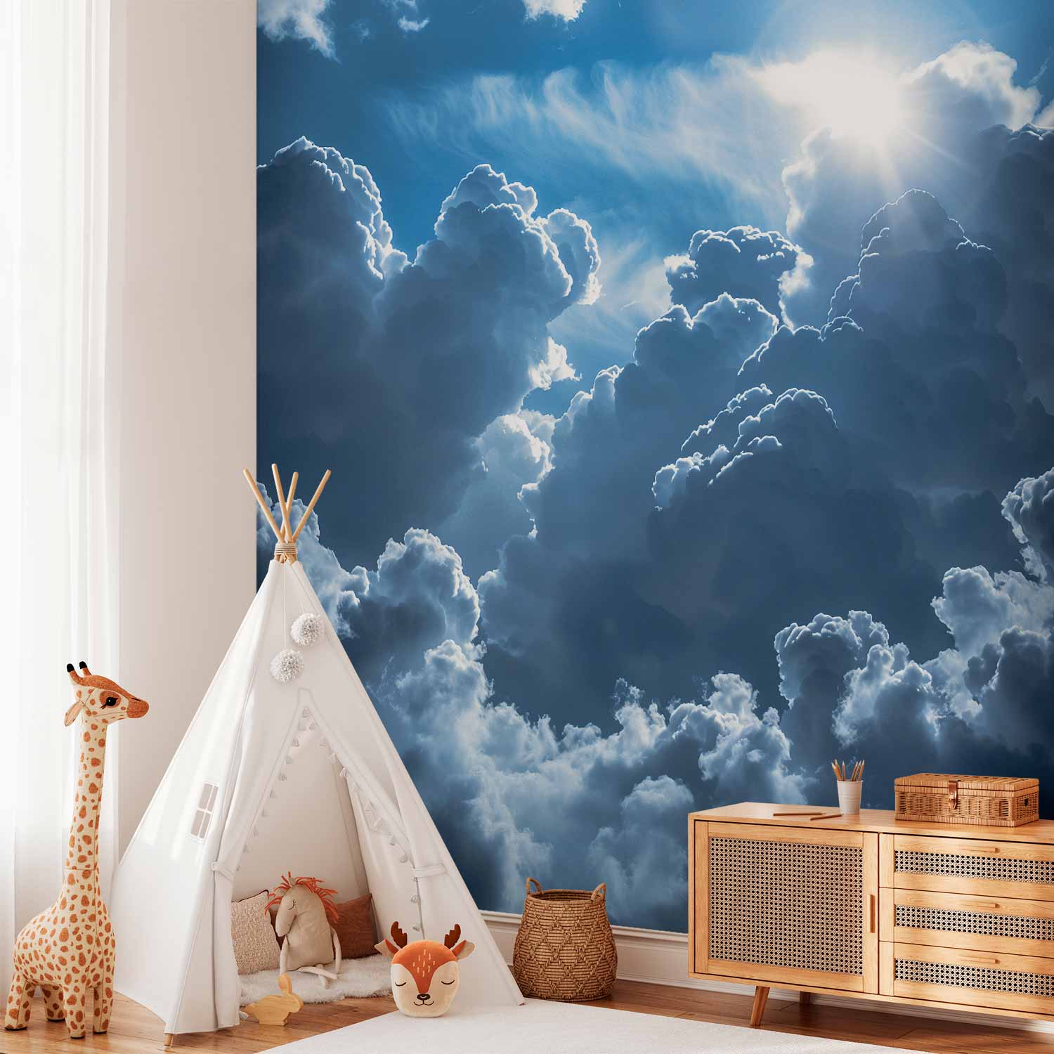 Sun and Clouds Animated Scenery Wall Mural