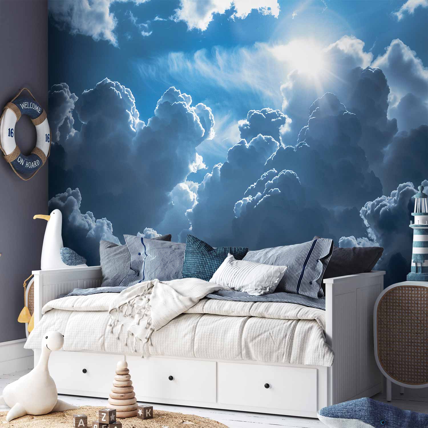Sun and Clouds Animated Scenery Wall Mural