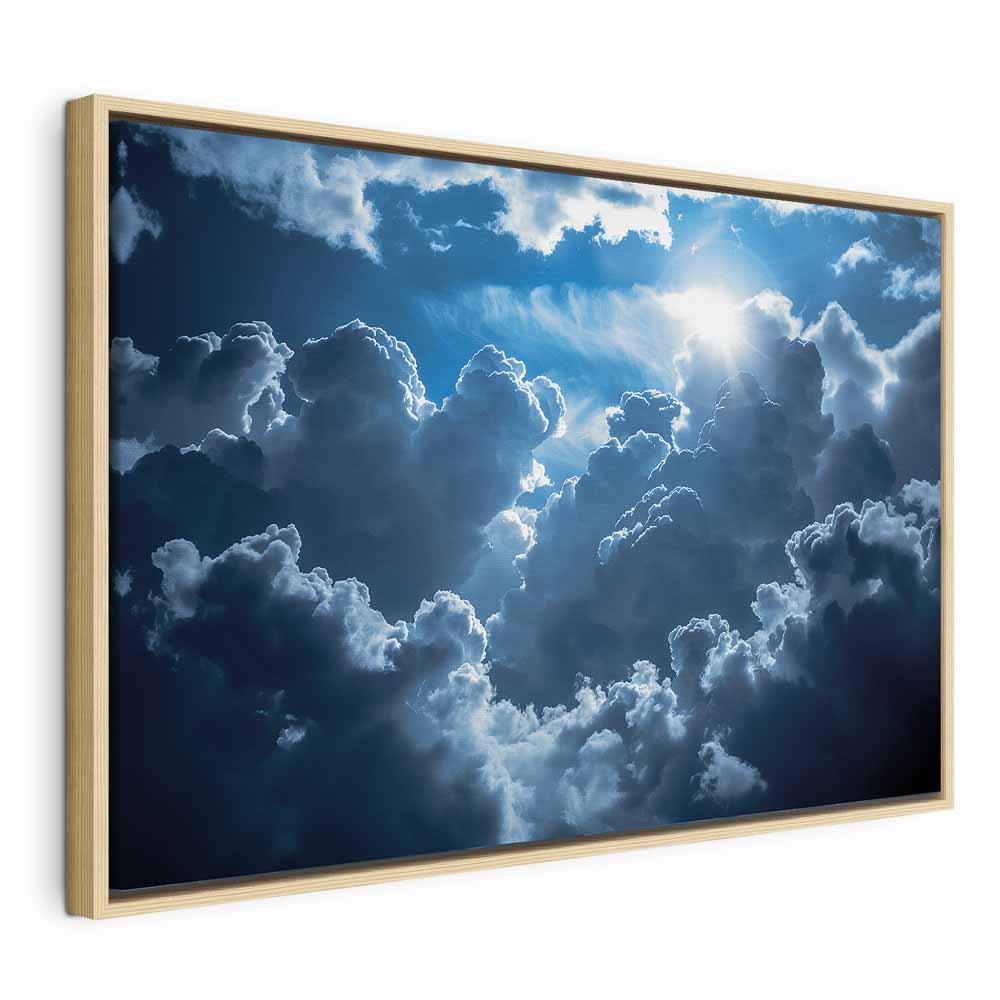 Leinwanddruck – Animierte Landschaft: Die Sonne im Kampf mit den Wolken