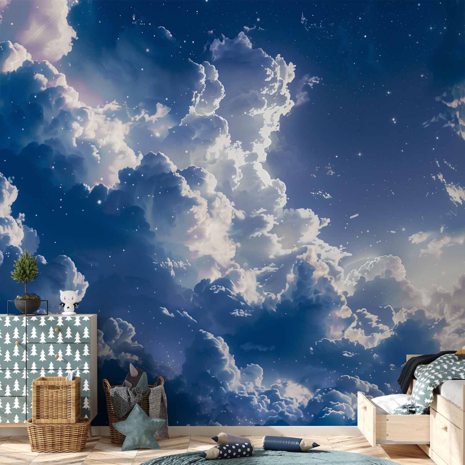 Starry Clouds Sky Corner Wall Mural