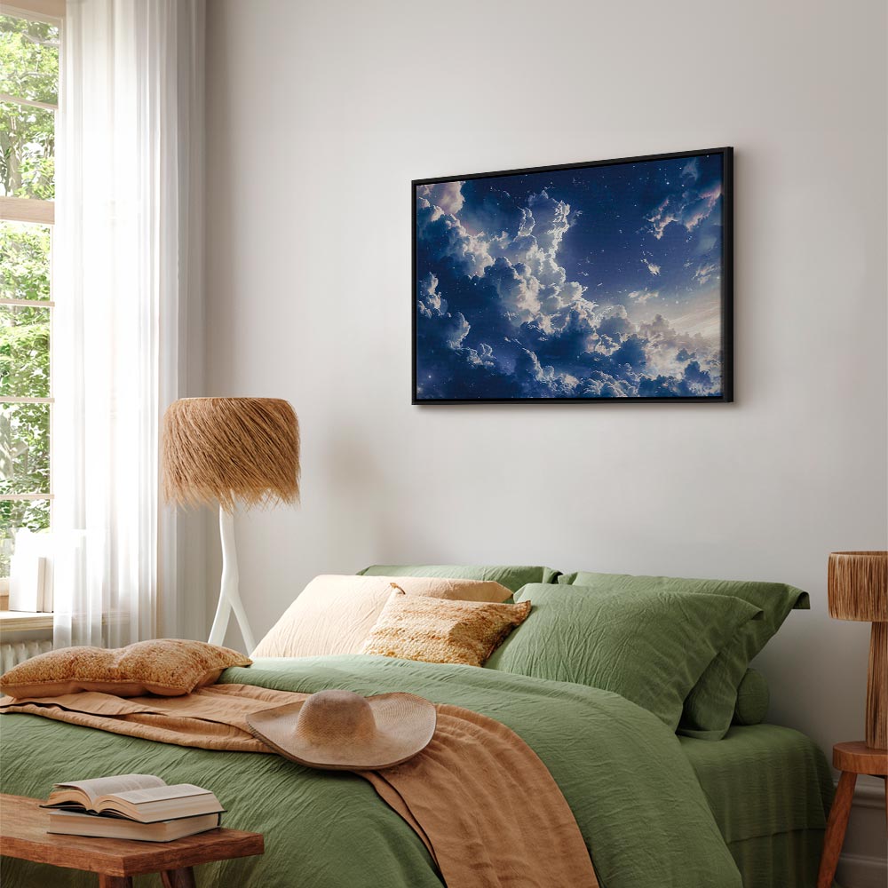 Leinwanddruck – Sternenklare Wolken und zartes Licht über einem Himmelsausschnitt