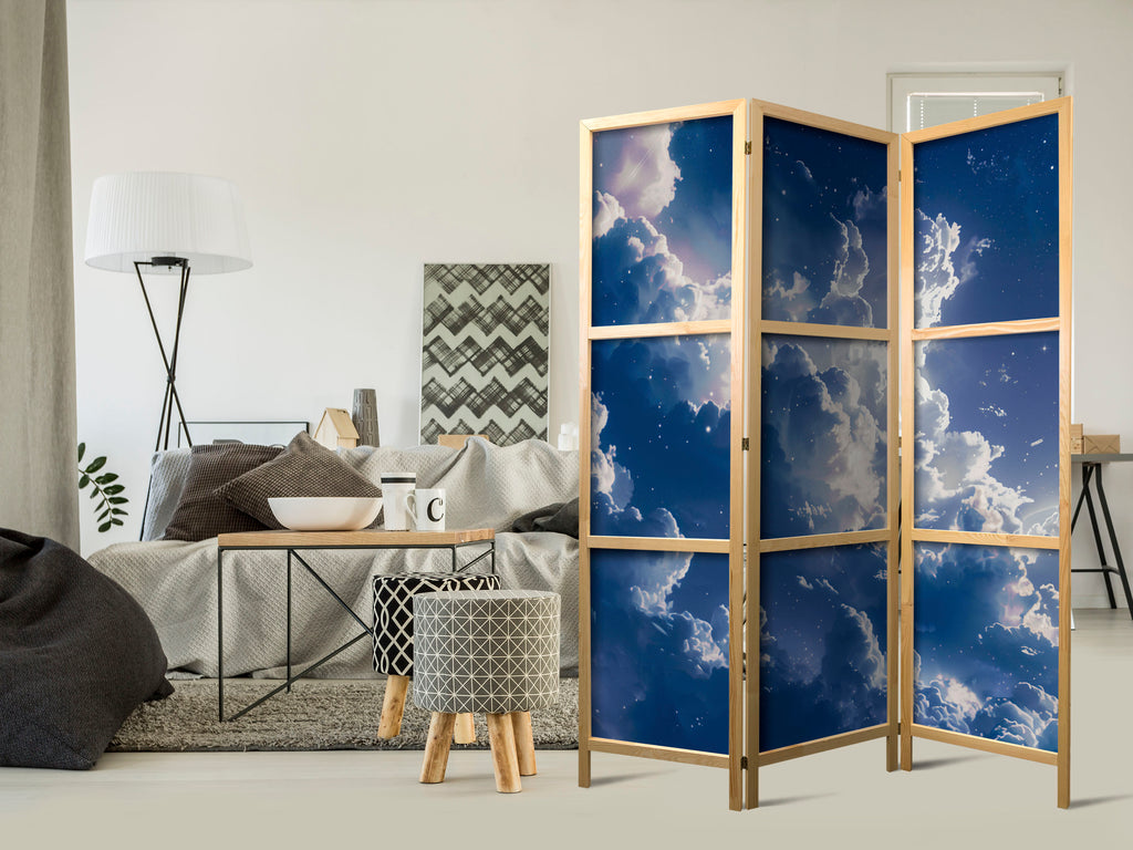 Japanese Room Divider: Starry Clouds and Delicate Light