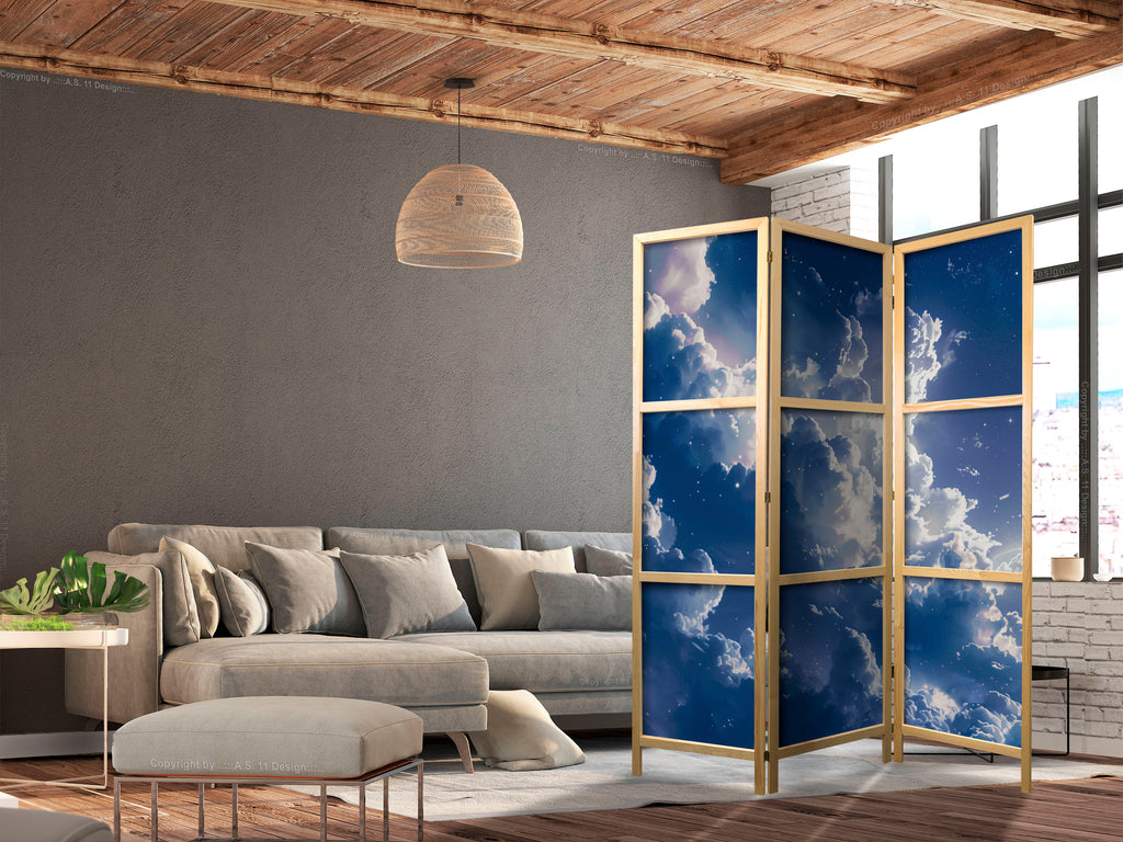 Japanese Room Divider: Starry Clouds and Delicate Light