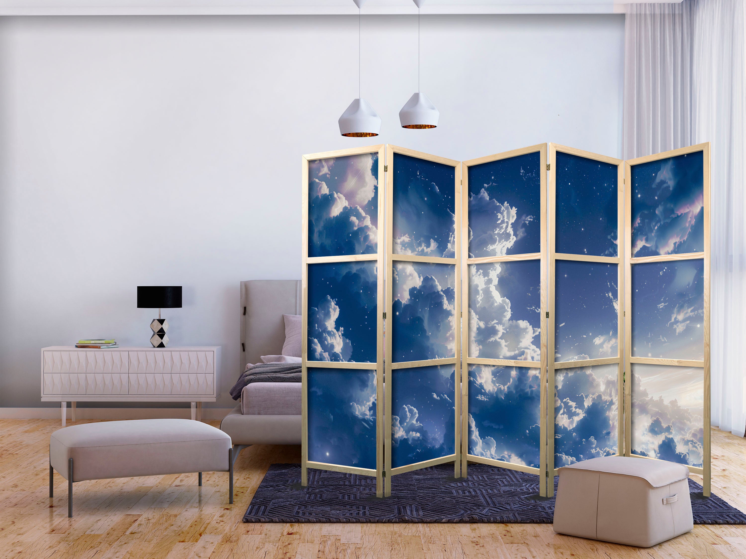 Japanese Room Divider - Starry Clouds