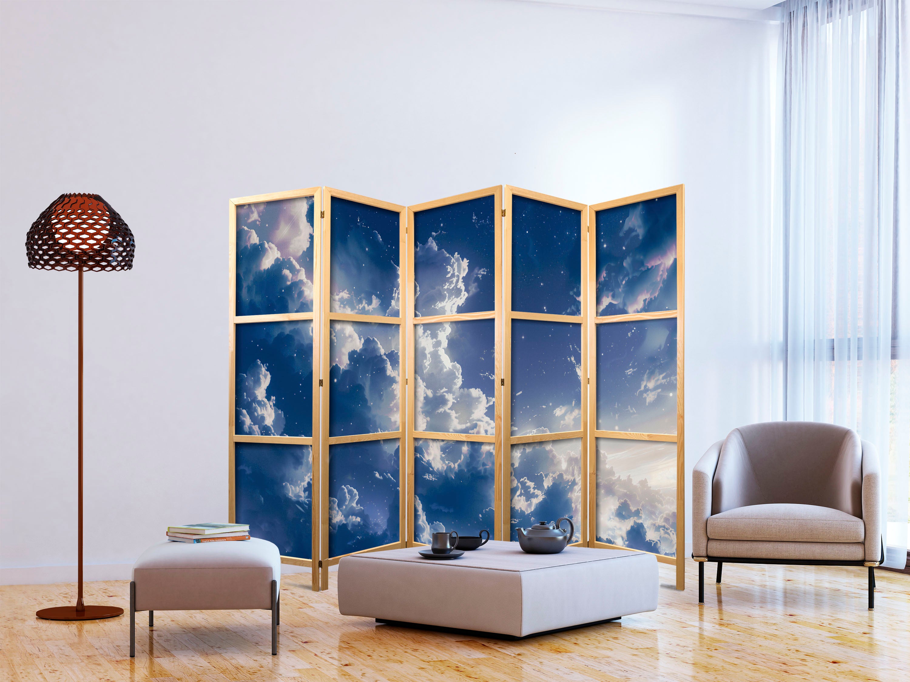 Japanese Room Divider - Starry Clouds