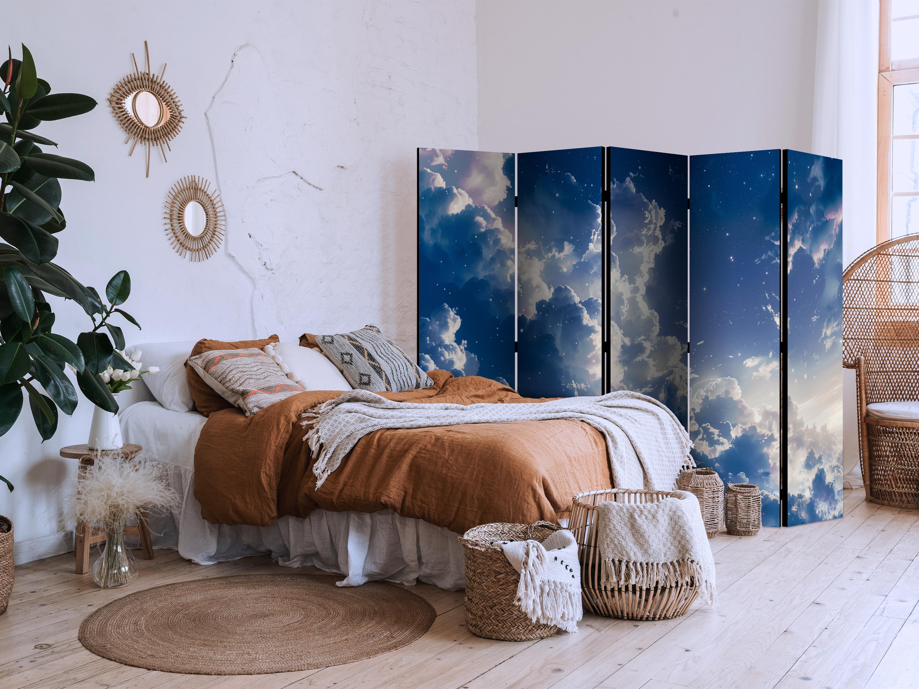 Room Divider Starry Clouds and Delicate Light