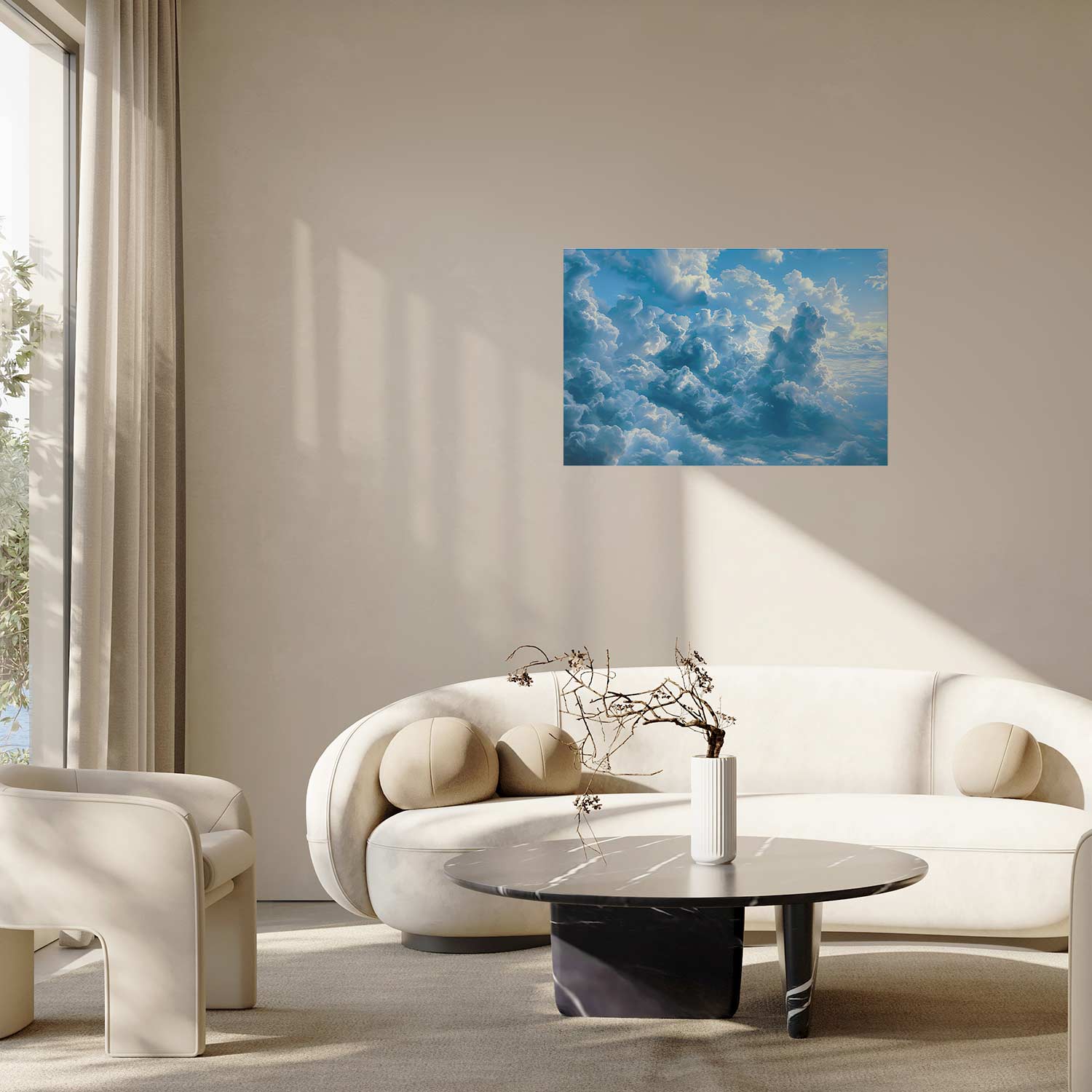 Morning Sky Clouds Reflective Light Poster