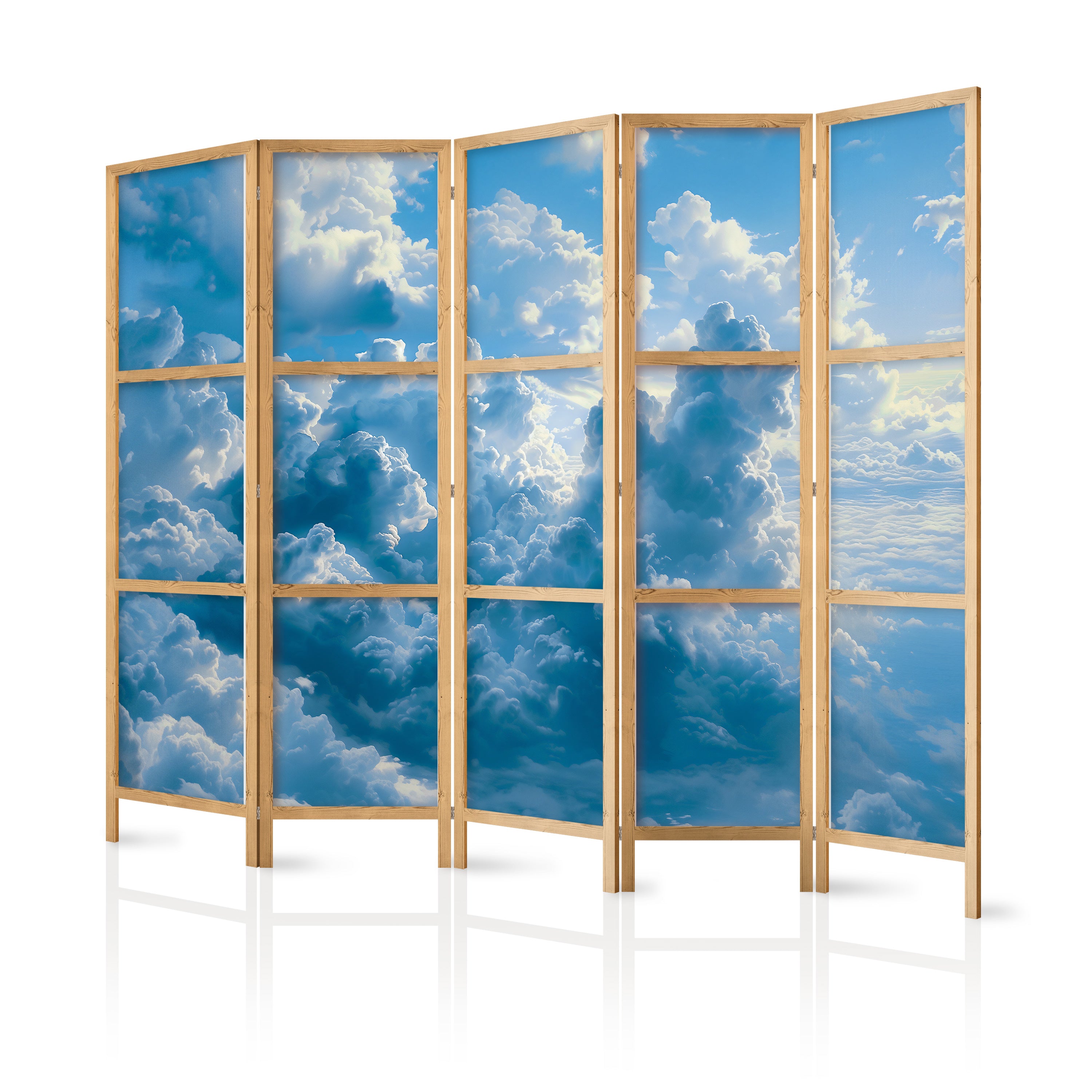 Room Divider Japanese Ocean in the Air: Waving Clouds Reflecting Morning Light