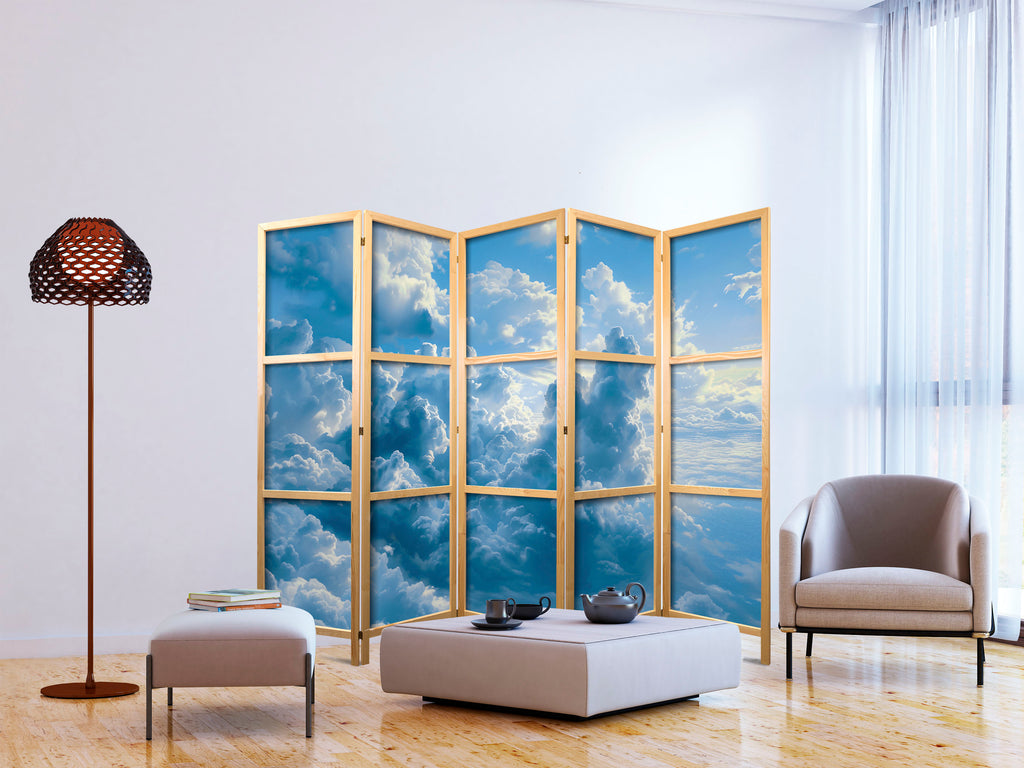 Room Divider Japanese Ocean in the Air: Waving Clouds Reflecting Morning Light