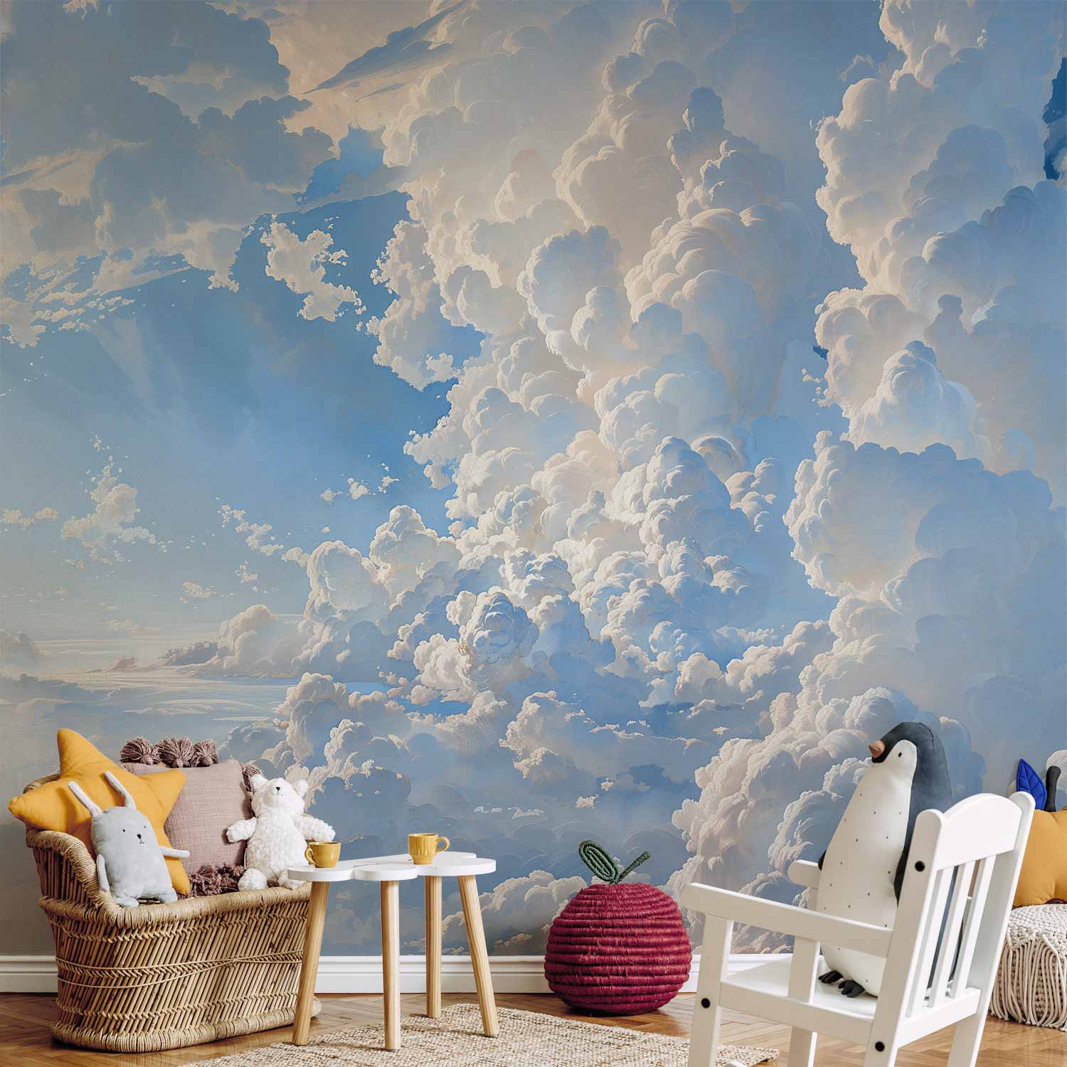 Sunlit Cloudscape Sky Wall Mural