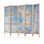 Japanese Room Divider 5-Panel - Sky and Clouds Imagery