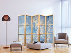 Japanese Room Divider 5-Panel - Sky and Clouds Imagery