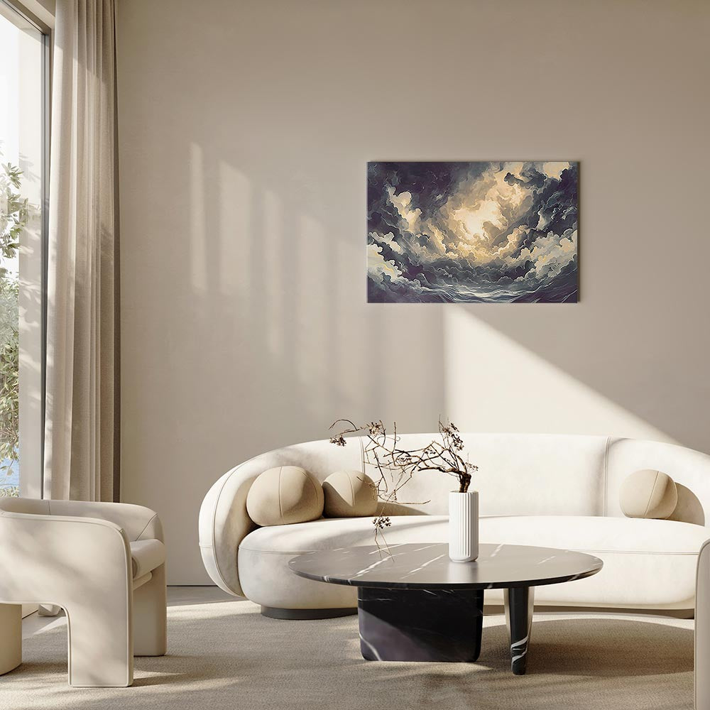 Canvas Print: Epic Light Play - The Sun Battling for Dominance Over the Clouds