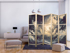 Japanese Room Divider 5-Panel Screen in Grey, Beige & Violet