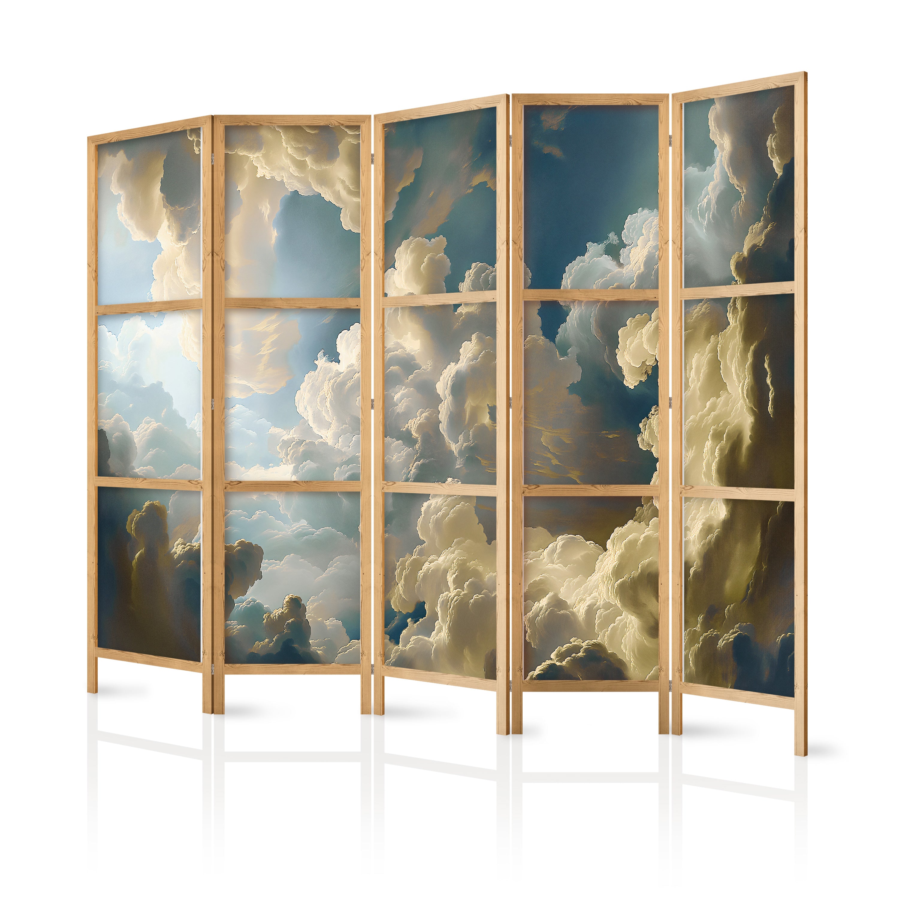 Japanese Room Divider 5-Panel Sun and Shadows