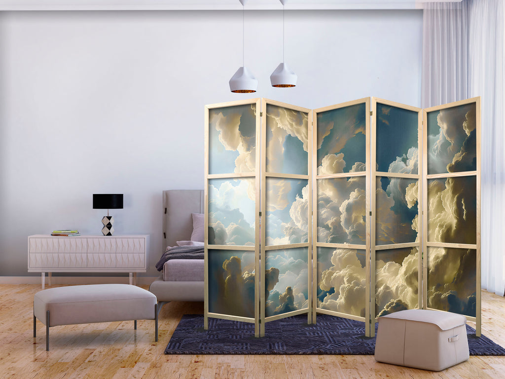 Japanese Room Divider 5-Panel Sun and Shadows