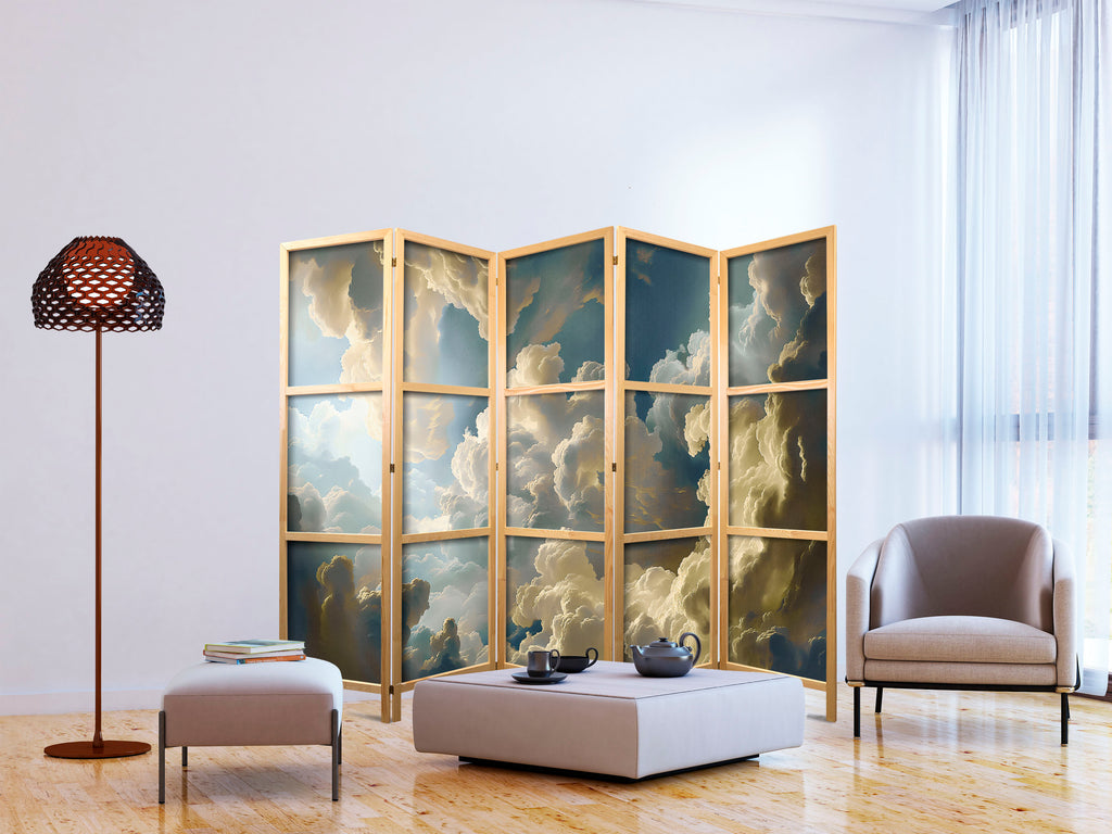 Japanese Room Divider 5-Panel Sun and Shadows