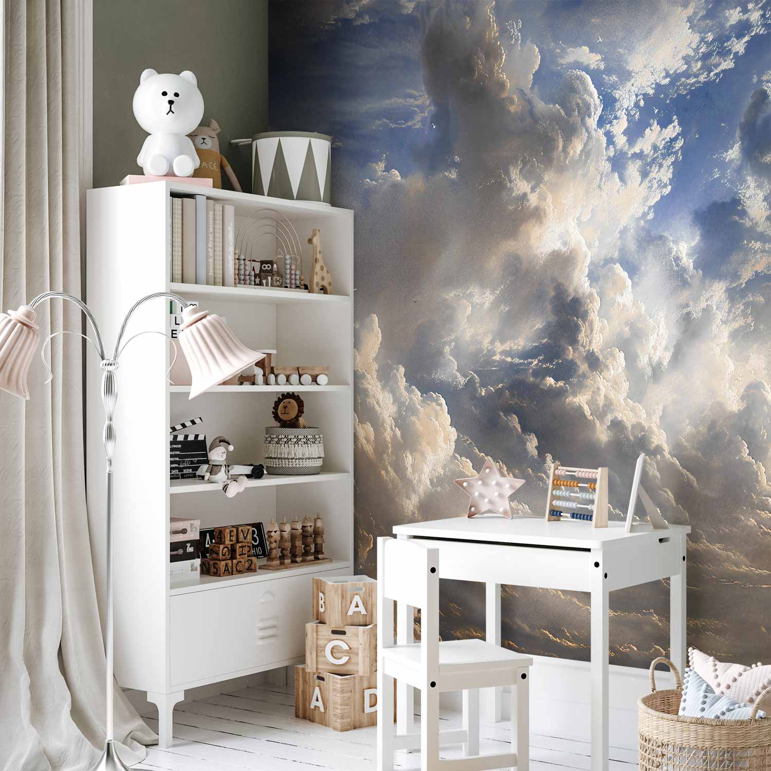 Golden Cloud Reflections Dusk Sky Wall Mural