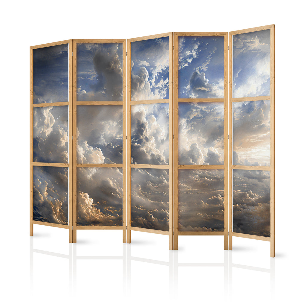 Japanese Room Divider - Golden Reflections on Clouds Foretelling Dusk (5-panel, Backgrounds and Patterns)