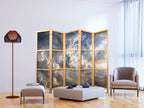 Japanese Room Divider - Golden Reflections on Clouds Foretelling Dusk (5-panel, Backgrounds and Patterns)