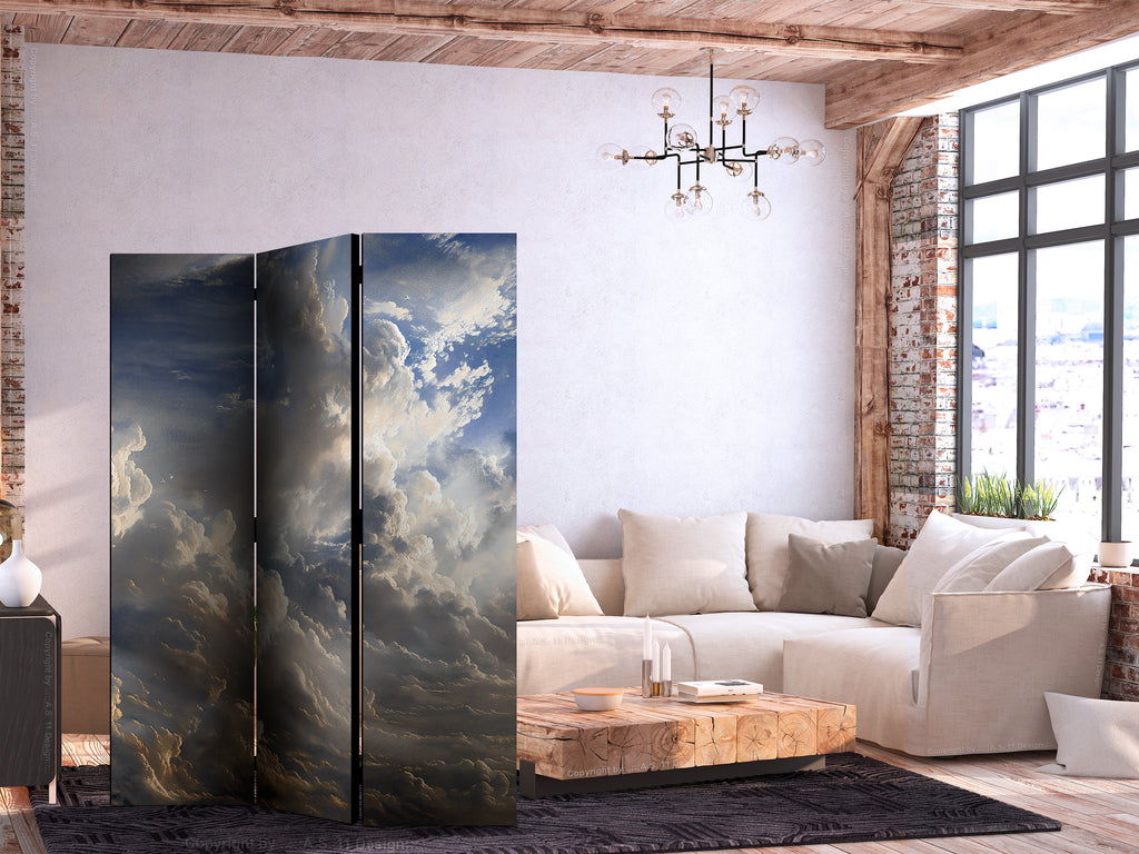 Room Divider - Golden Reflections on Clouds Foretelling Dusk Grey 135x172 Double-sided