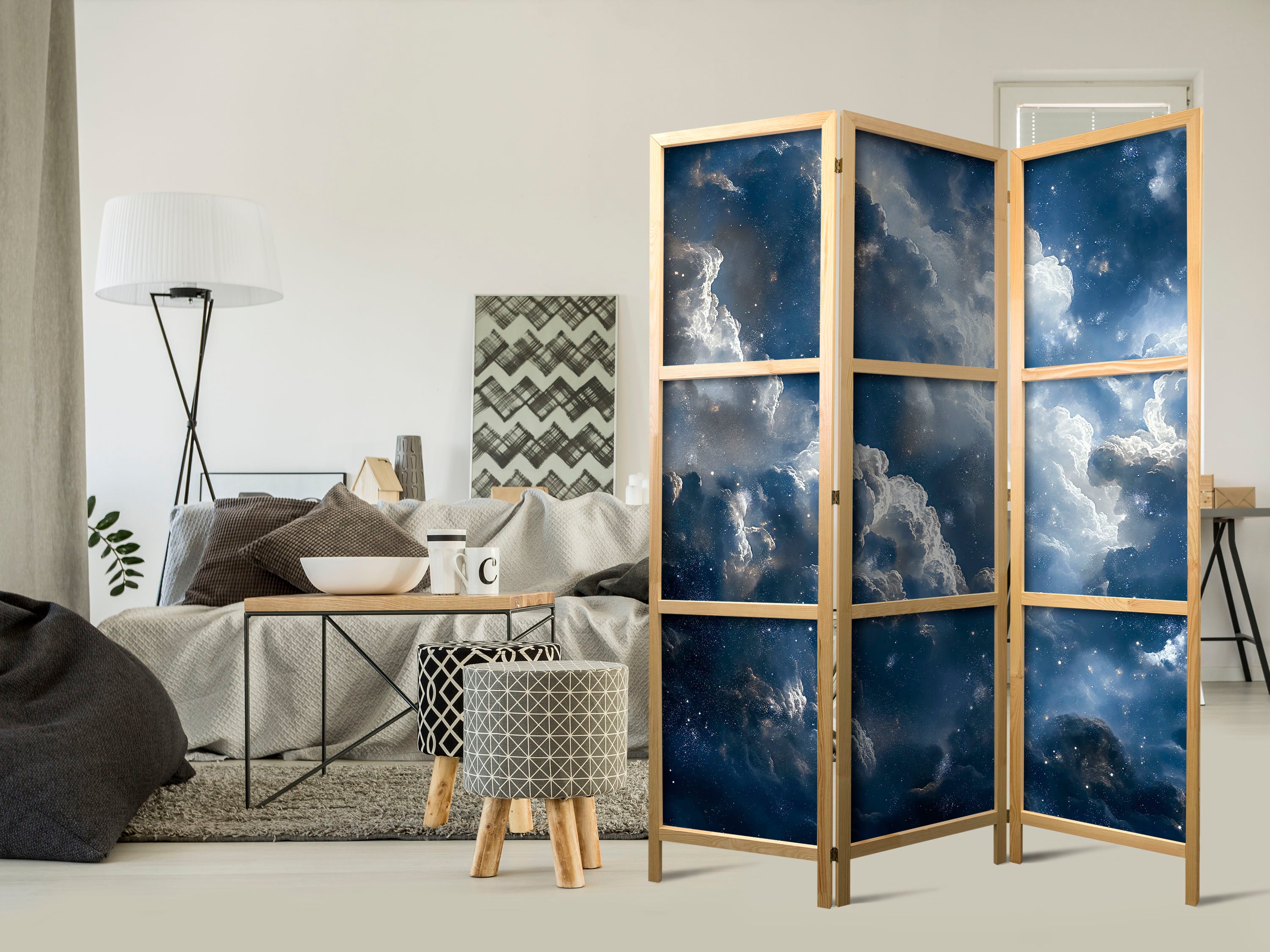 Room Divider: Japanese Clouds and Stars