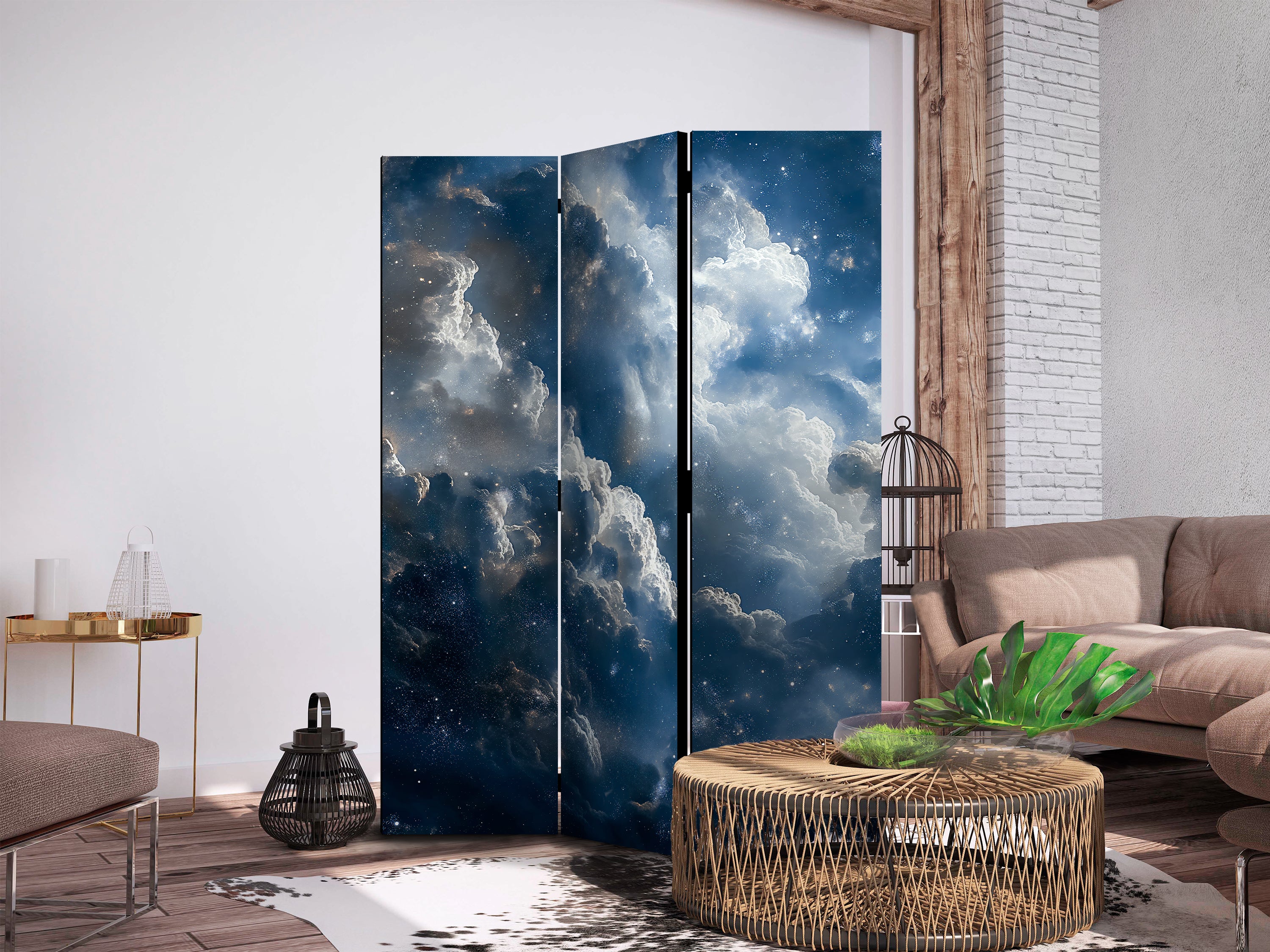 Room Divider 135x172 blue/grey acoustic double-sided