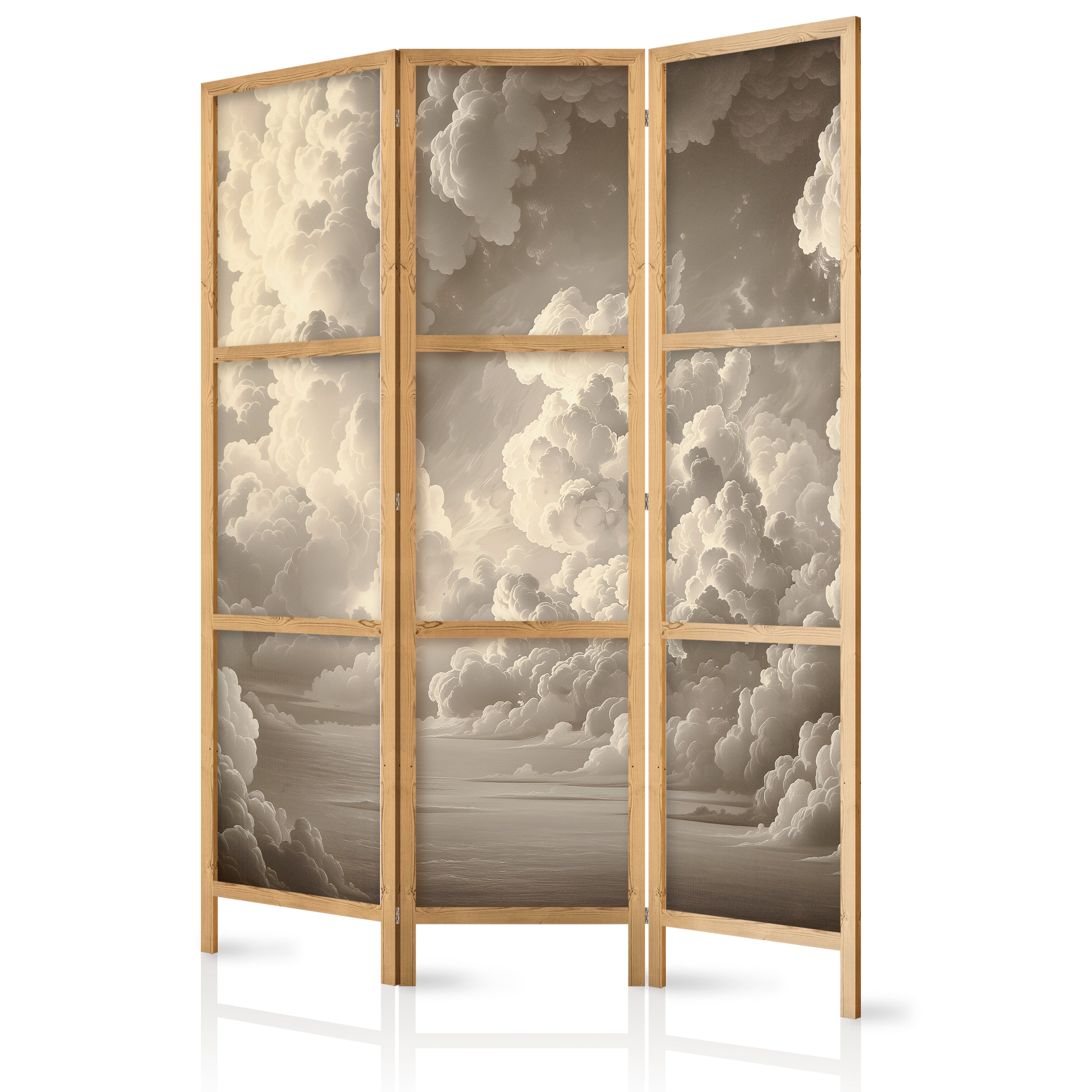 Japanese Room Divider 3-panel: Whisper of Illuminated Clouds