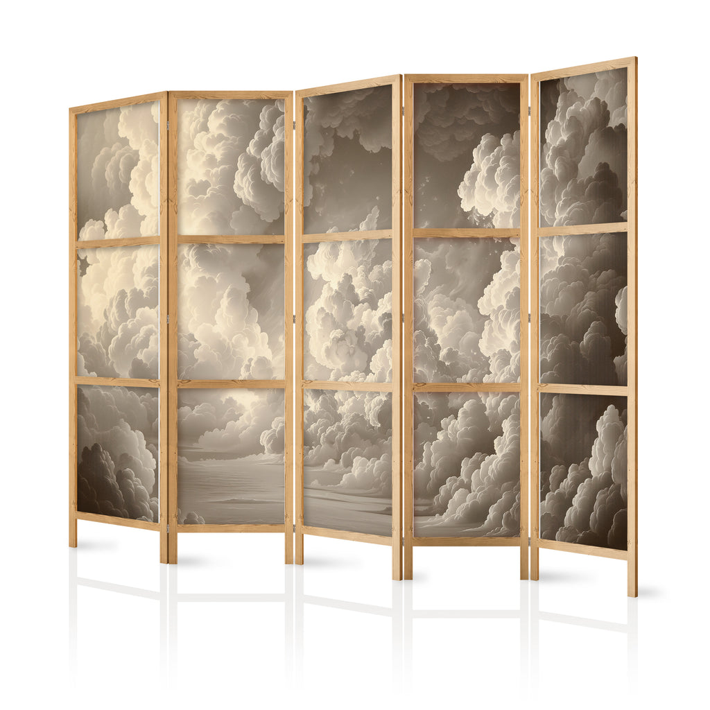 Japanese Room Divider – Whisper of Illuminated Clouds (5-Panel)