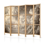 Japanese Room Divider – Whisper of Illuminated Clouds (5-Panel)