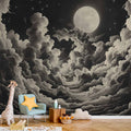 Moon and Stars Cloudscape Wall Mural