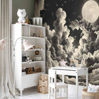 Moon and Stars Cloudscape Wall Mural