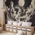 Moon and Stars Cloudscape Wall Mural