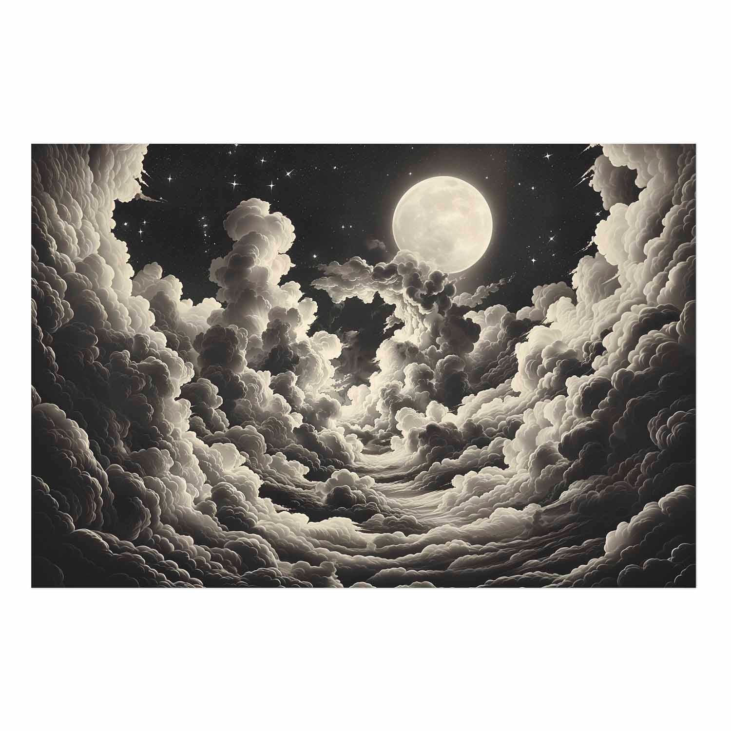 Moon and Stars Cloudscape Poster
