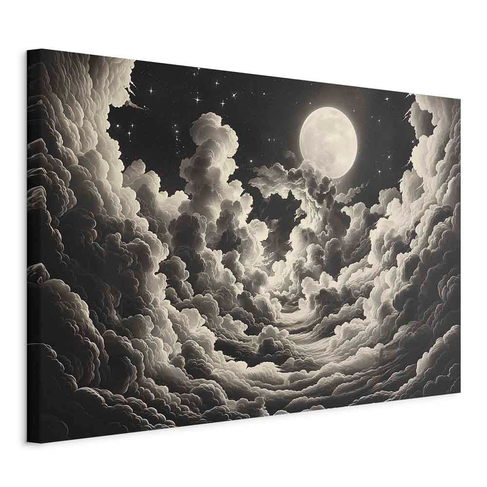 Canvas Print Moon and Stars Singing Among the Great Clouds