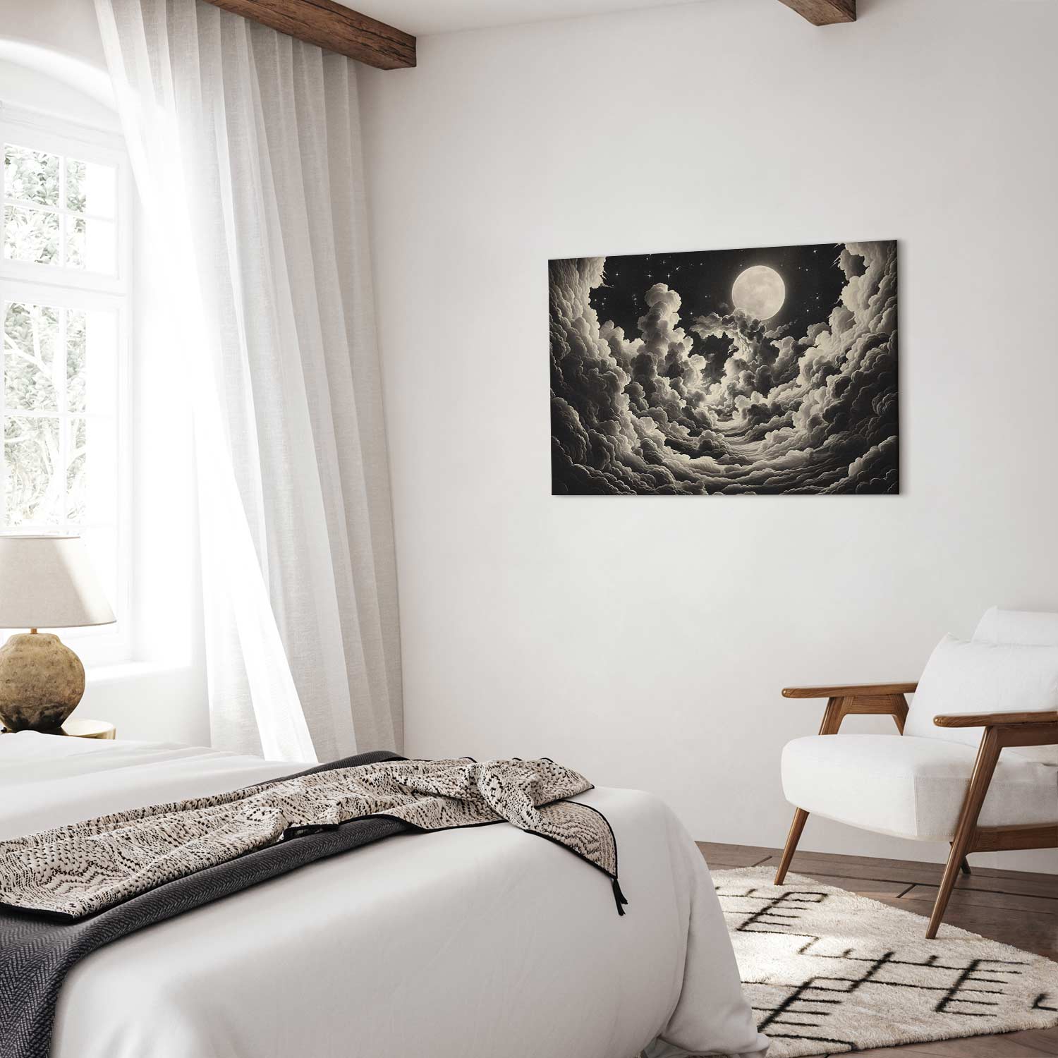 Moon and Stars Cloudscape Fantasy Canvas Print