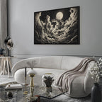 Canvas Print Moon and Stars Singing Among the Great Clouds