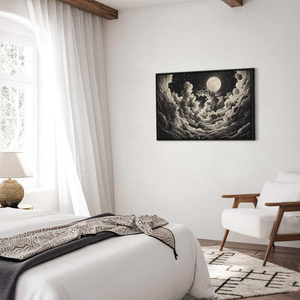 Canvas Print Moon and Stars Singing Among the Great Clouds