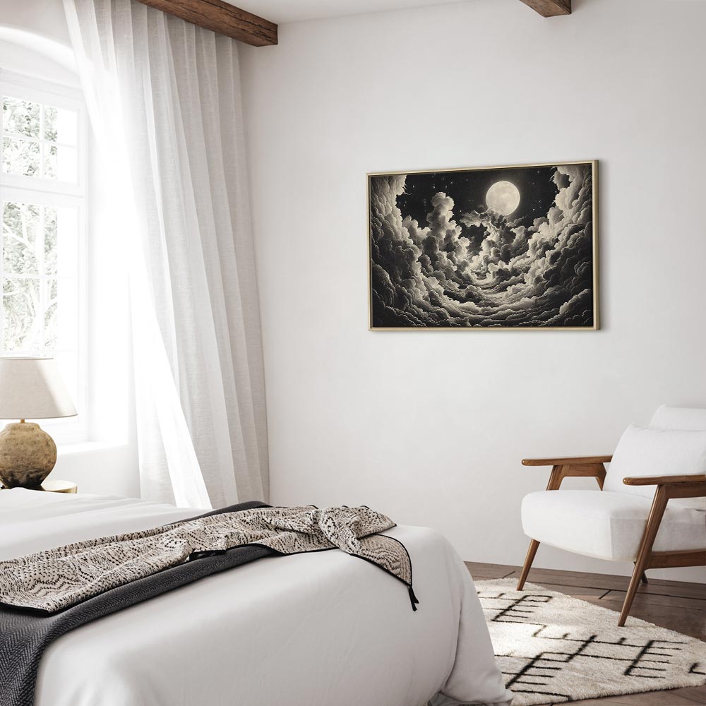 Canvas Print Moon and Stars Singing Among the Great Clouds